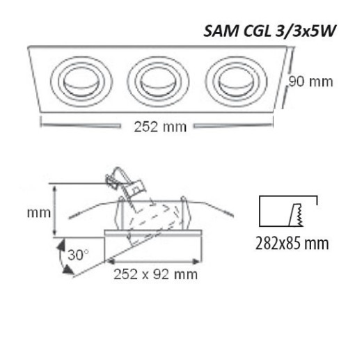MULTIDIRECTIONNELS GU10 SAM CGL 3/3X5W