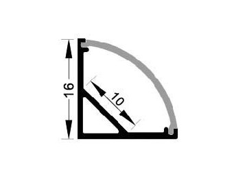 PROFILÉS BRL 1616 IP20 POUR RUBANS LED AVEC DIFFUSEUR OPALE
