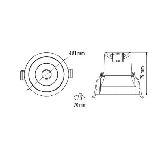 Spot ENCASTRÉS basse luminance dimmable IP44 CASTEL 6W DIM