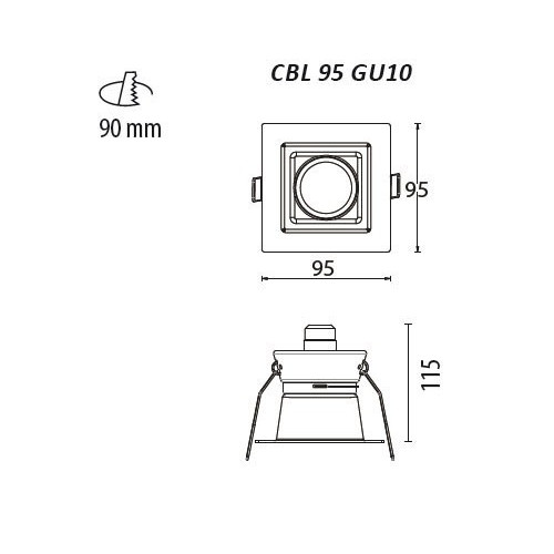 ENCASTRÉS LED POUR LAMPES GU10- CBL 95 GU10 NOIR