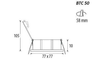 ENCASTRES LED POUR LAMPE GU5,3 carrés BTC 50 BLANC