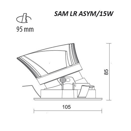 ENCASTRÉS LED asymétriques SAM LR ASYM/15W FIXE BLANC