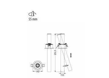 ENCASTRÉS LED “ tube ” basse luminance orientables LUNGO